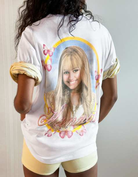Bershka – Hannah Montana – Kurzärmliges T-Shirt in Weiß mit Print - view 1