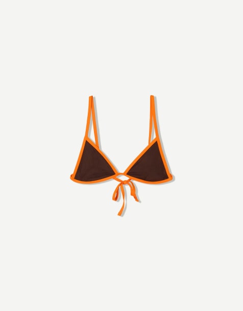Bershka - Haut de bikini contrastant - Marron - view 1