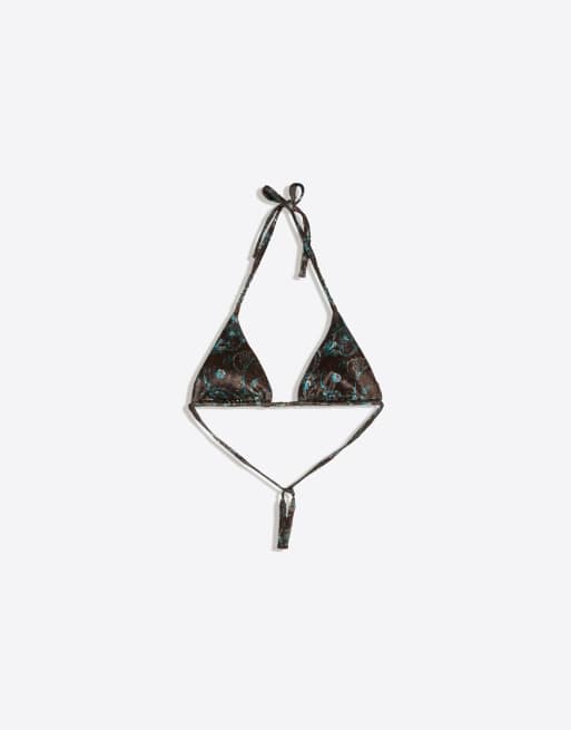 Bershka - Haut de bikini triangle en tulle - Bleu jean, 4 de 4