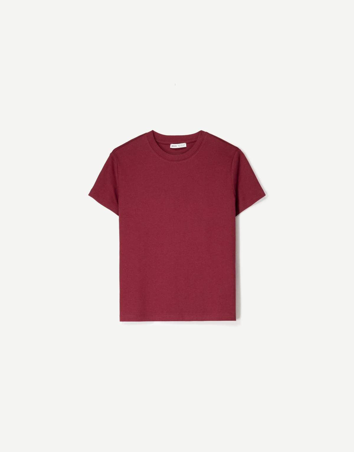 Bershka heavy cotton short sleeve t-shirt in burgundy