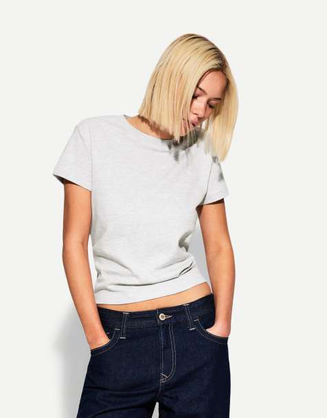Bershka heavy cotton short sleeve t-shirt in grey - view 1