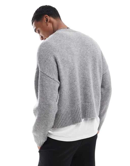 Bershka heavy knit jumper in grey ASOS
