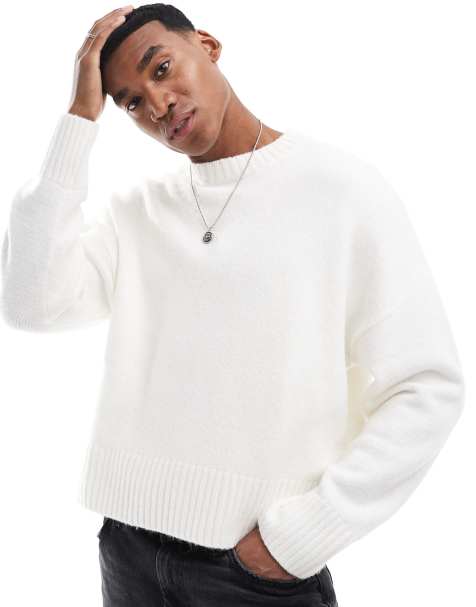 Bershka heavy knit jumper in white - view 1