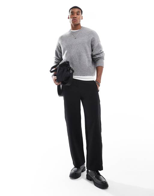 Bershka heavy knit sweater in gray | ASOS