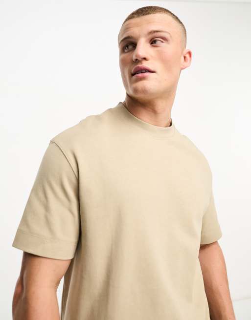 Bershka heavy weight T shirt in stone part of a set