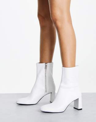 white shiny ankle boots