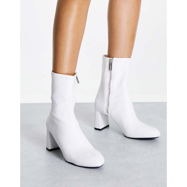 Bershka heeled ankle boots in white | ASOS