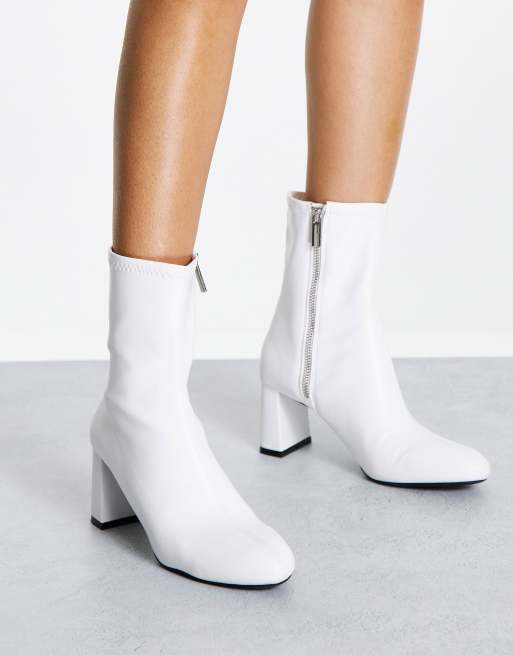 Bershka heeled ankle boots in white ASOS