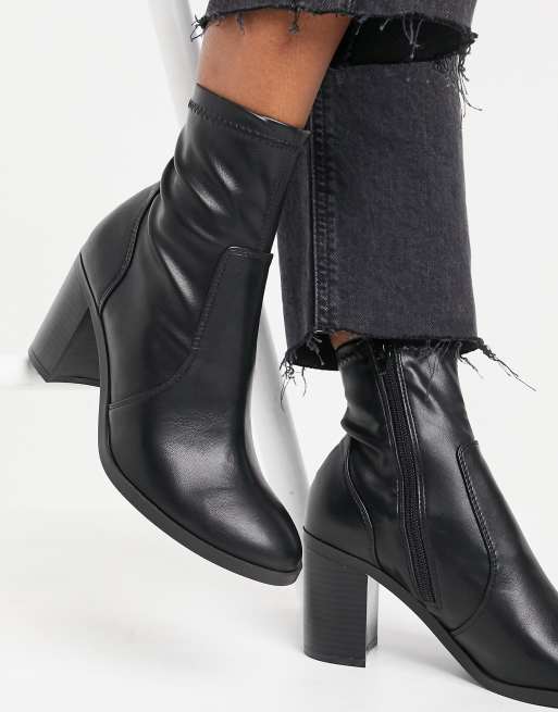 Bershka heeled boots in black