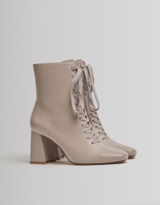 Bershka lace store up heeled boot