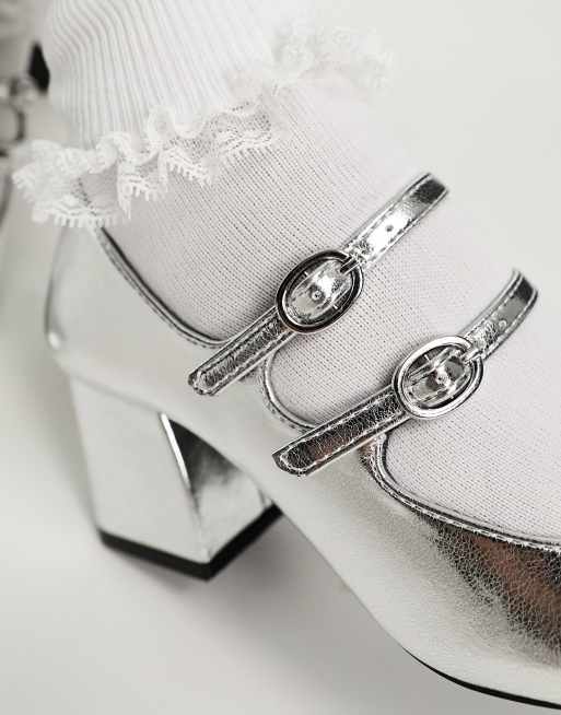 KINA silver leather Mary Janes pumps