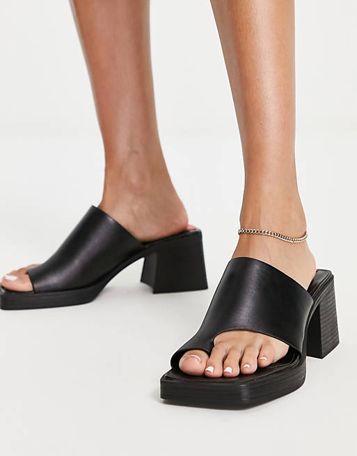 Bershka heeled platform sandal in black | ASOS