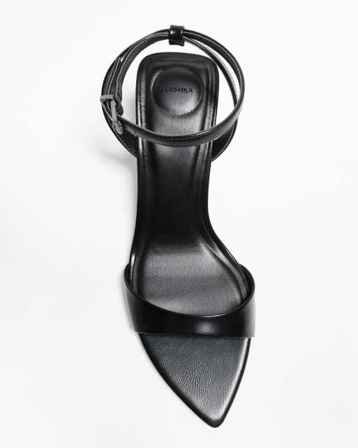 Bershka heeled sandals with ankle strap in black  , 4 of 4
