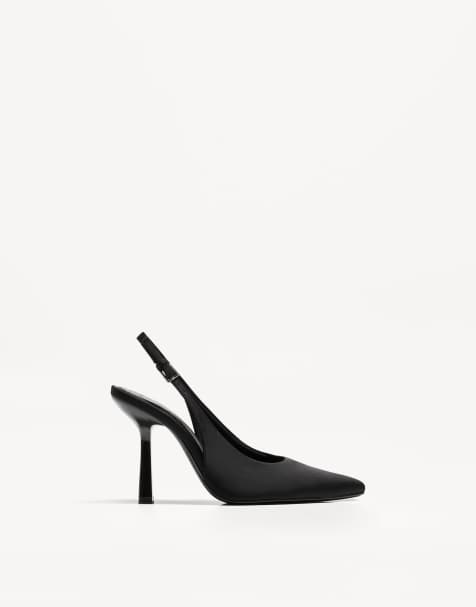 Bershka heeled slingbacks in black - view 1
