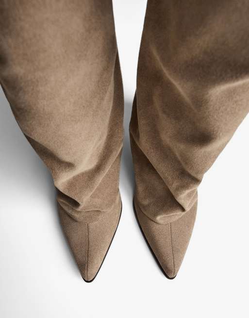Bershka Heeled trousers boots in tan, 4 of 6