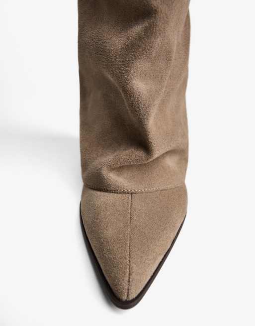 Bershka Heeled trousers boots in tan, 5 of 6