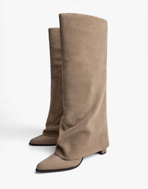 Bershka Heeled trousers boots in tan, 6 of 6