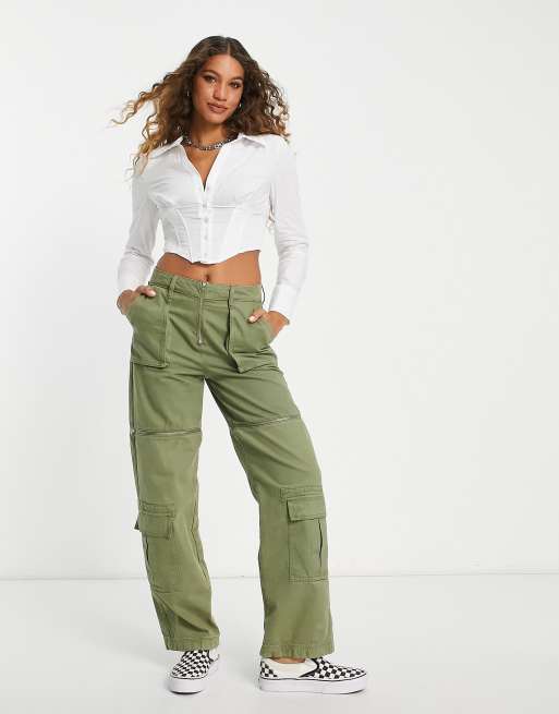 Bershka – Hemdbluse in Weiß mit Korsettdetail und Hakenverschluss, 3 von 4