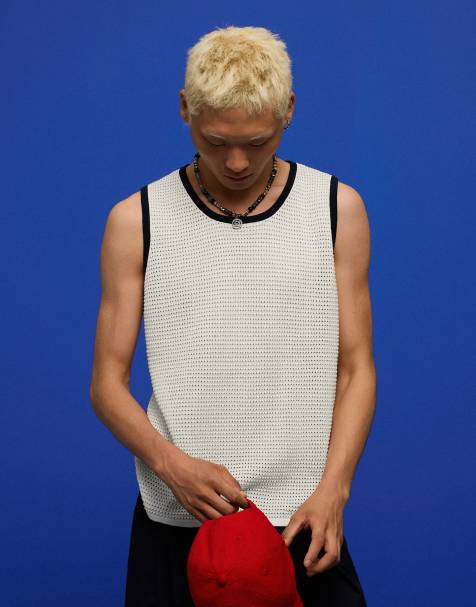 Bershka - Hemdje van mesh met contrast in wit - view 1
