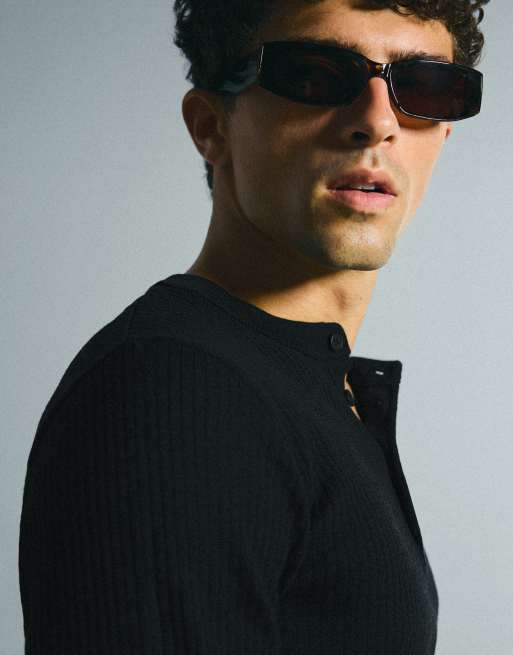 Bershka Henley-Pullover in Schwarz, 2 von 6