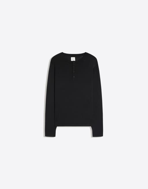 Bershka Henley-Pullover in Schwarz, 5 von 6