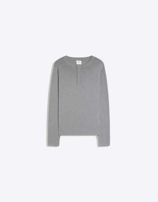 Bershka Henley-tröja i grått, 5 av 6