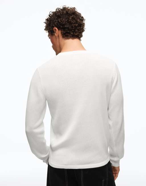 Bershka Henleytrui in wit, 3 van 5