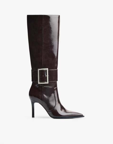 Bershka High-heel boots with buckle in brown - view 1