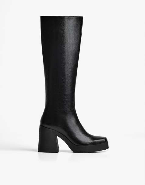 Bershka High-heel platform boots in black - view 1