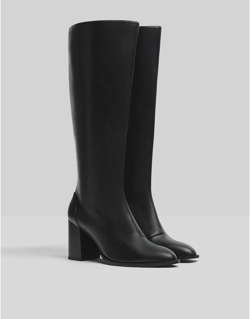 Bershka High Leg Heeled Boot In Black | ModeSens
