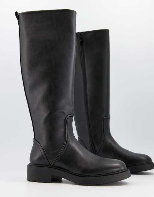 Bershka high leg riding boots in black