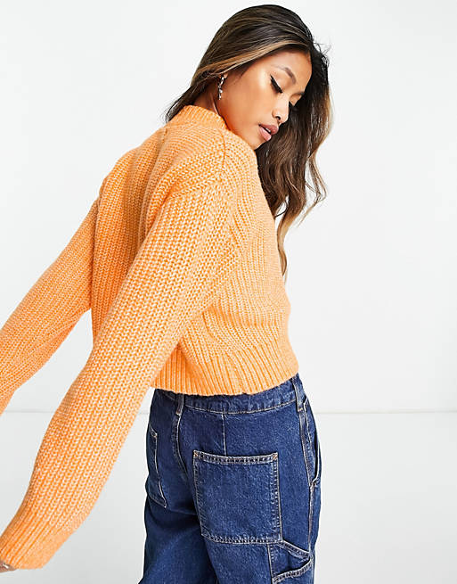 Jumpers & Cardigans Bershka high neck chunky knit jumper in bright orange 