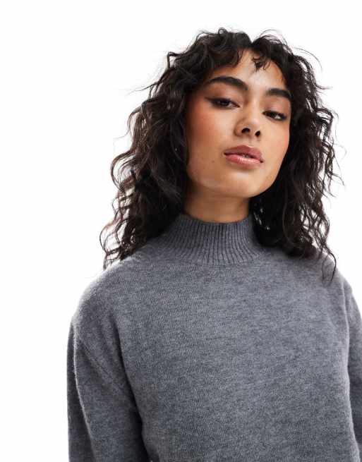 Bershka high neck jumper in grey | ASOS