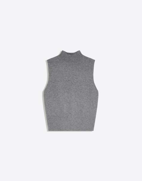 Bershka High neck knit waistcoat in grey - view 1