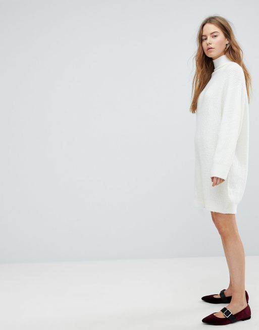 Bershka High Neck Knitted Jumper Dress