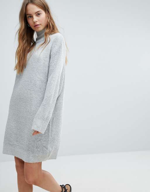 Bershka High Neck Knitted Sweater Dress