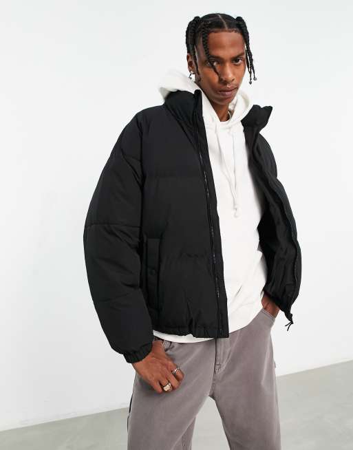 Black nylon down jacket