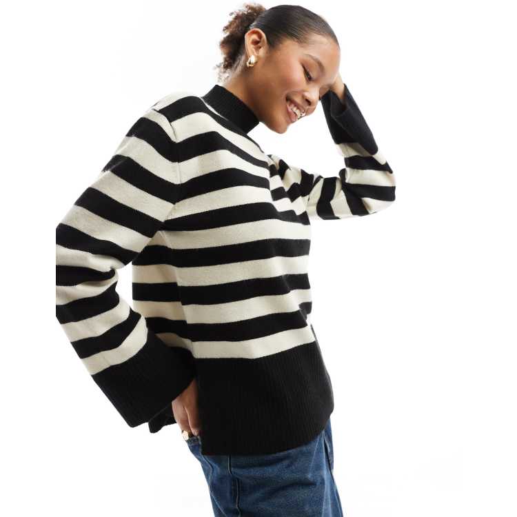 soerte Striped crepe high neck top サイズ1 Ribbed Bell Sleeve Striped Top Big Girls 7-16 - Blue