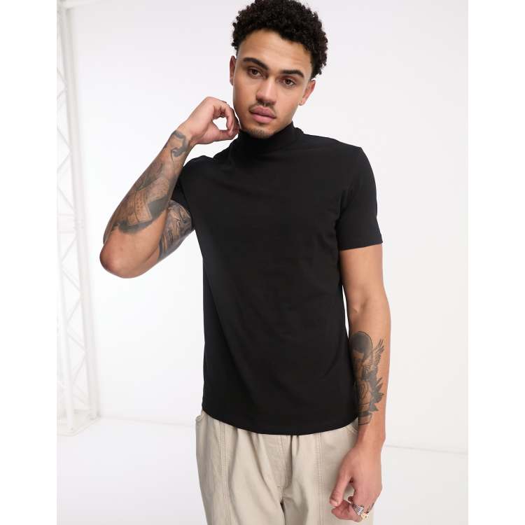 Black t shirt high neck sale