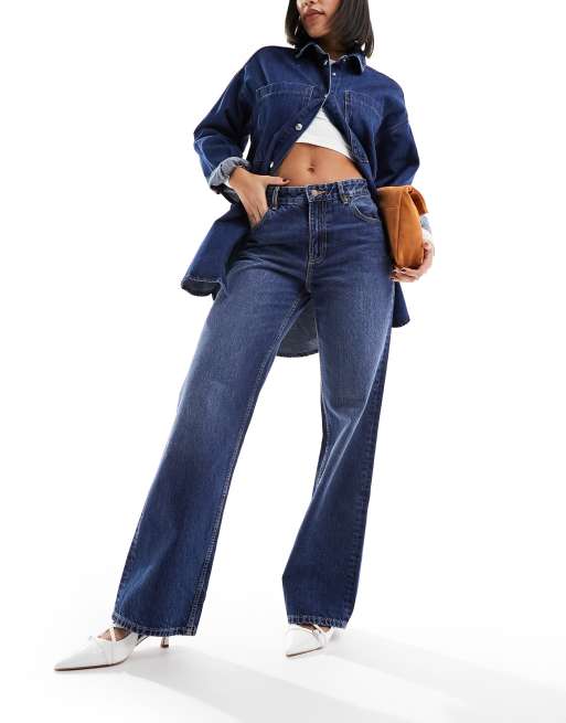 Waist Detail High Waist 90's Wide Leg Jeans