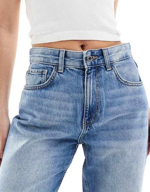 Bershka high rise 90s wide leg jeans in light washed blue