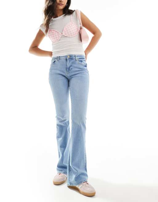 Bershka high rise flared jeans in light blue wash