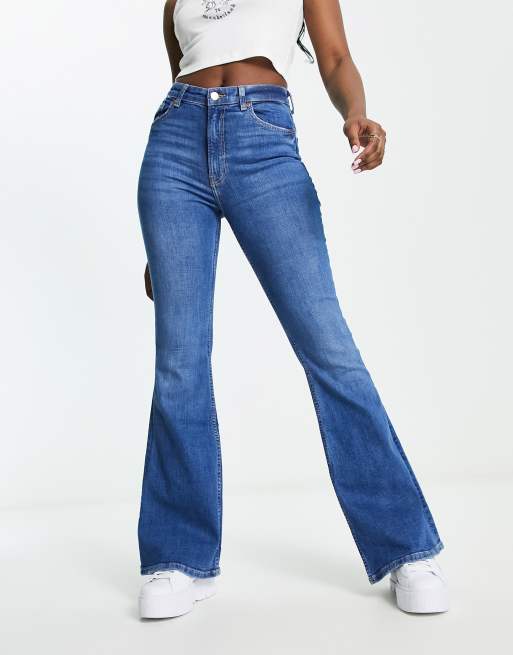 Blue High Rise Flared Jeans