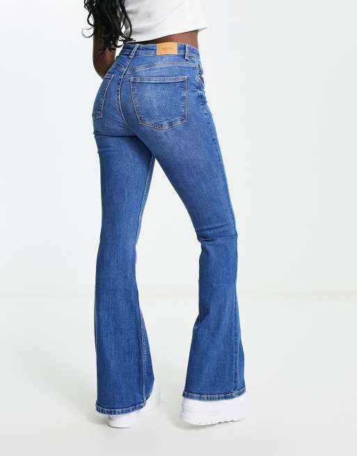 Glamorous Womens Dark Blue Wash High Waisted Flared Jeans - Glamorous