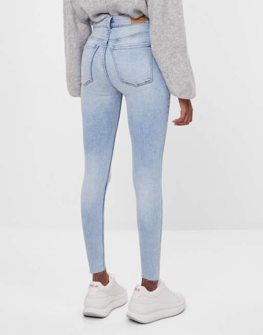 Bershka super high waist skinny jean in vintage blue - ShopStyle