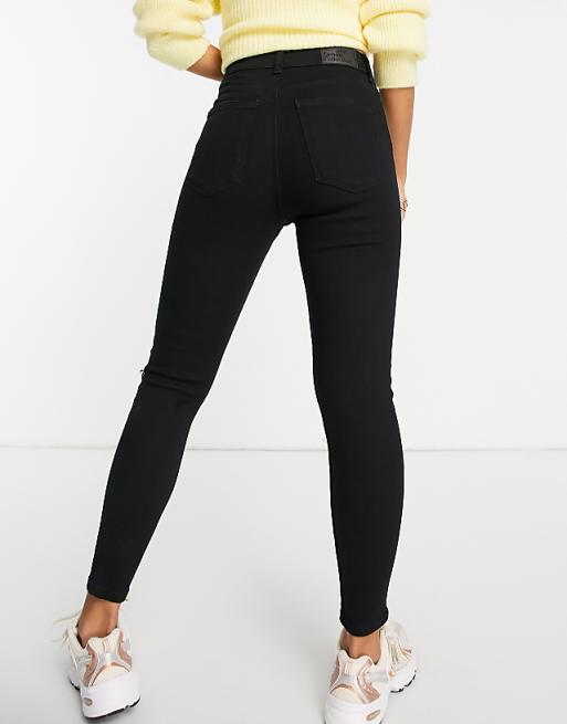 Bershka high rise skinny jean with knee tears in black | ASOS Bershka high rise skinny jean with knee tears in black | ASOS