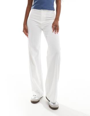 high rise tailored pants in white