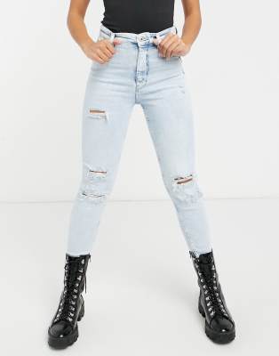 distressed blue skinny jeans