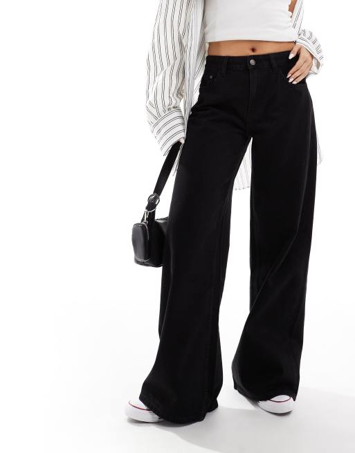 Bershka high rise wide leg jeans in black