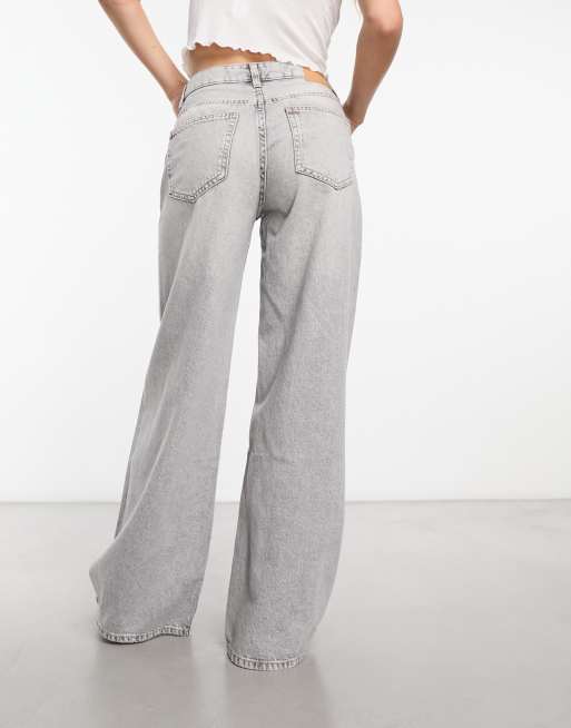 Bershka wide leg jogger in grey marl, ASOS